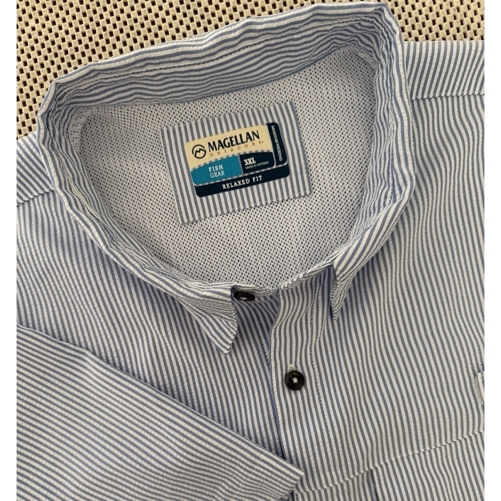Magellan‎ Outdoors Mens Southern Summer Seersucker SS Fishing Shirt 3XL